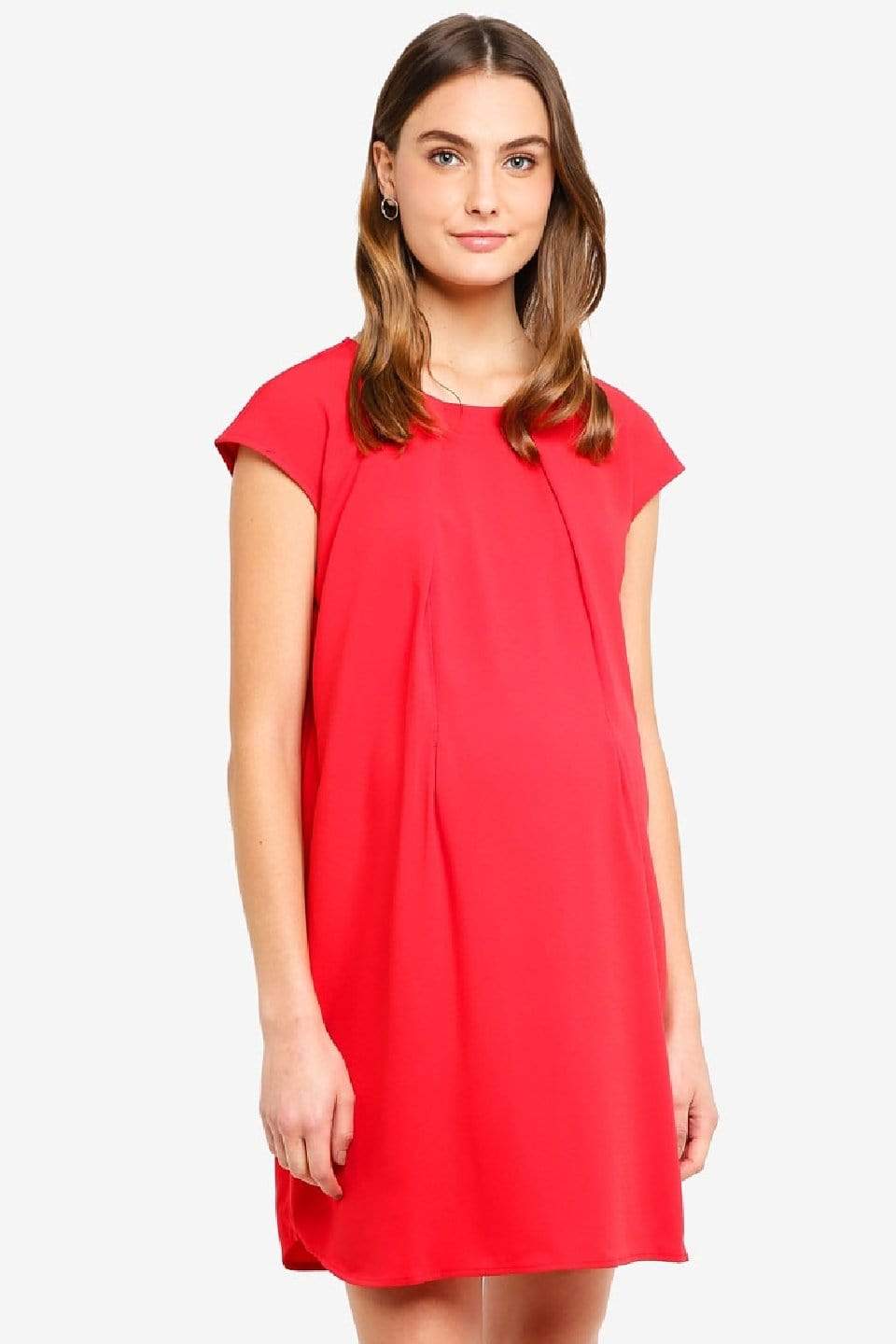 Spring Maternity's Cap Sleeves Corissa Red Nursing Dress Dresses