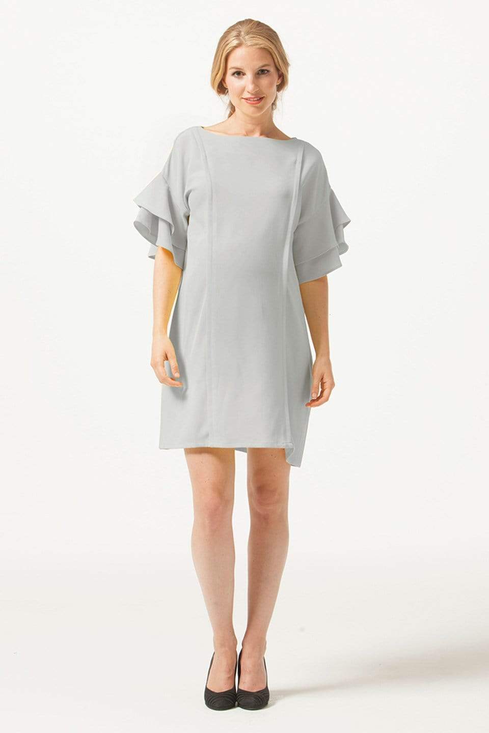 Spring Maternity's Flare Sleeve Yulia Nursing Dress Grey Dresses