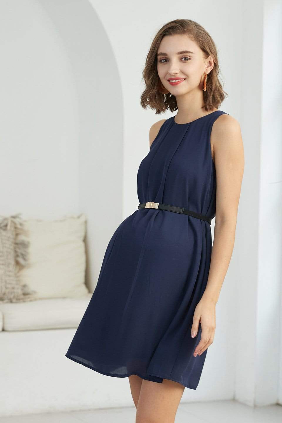 Spring Maternity's Carmene Sleeveless Nursing Dress Navy Dresses