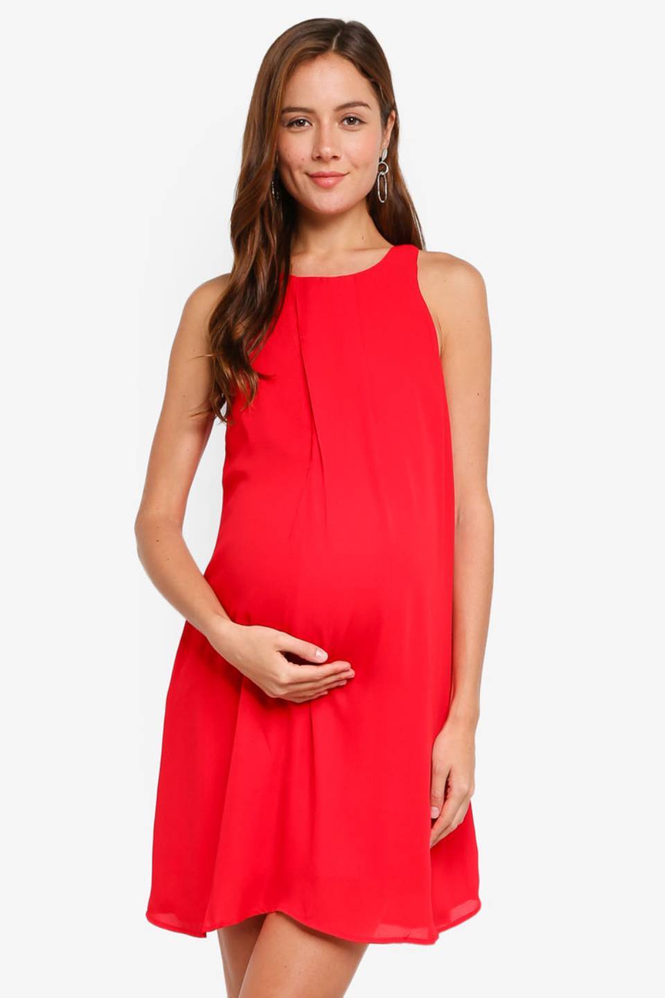 Spring Maternity's Carmene Sleeveless Nursing Dress Red Dresses