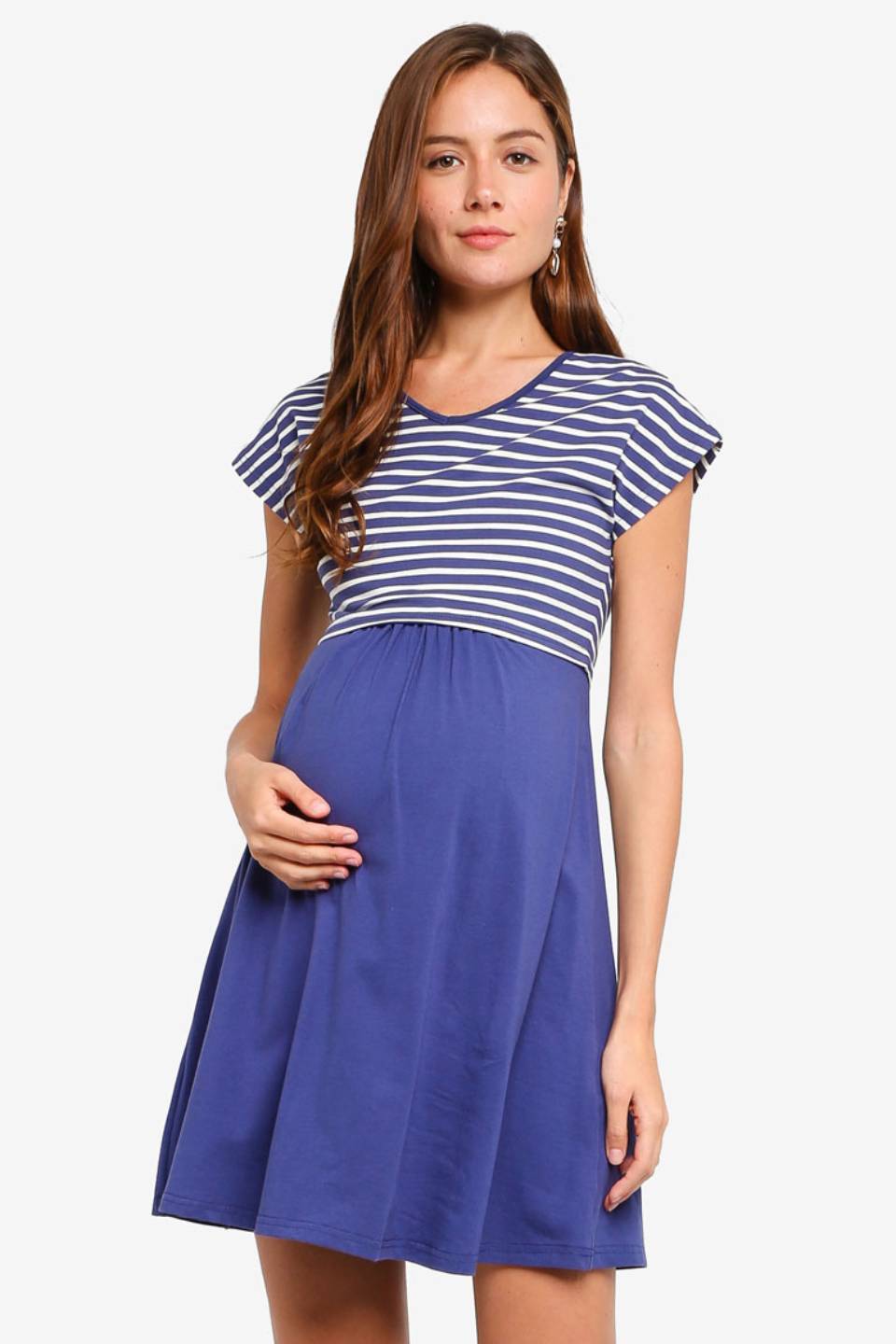 Anisha Navy Stripe Nursing Dress Nursing Top Maternity Wear