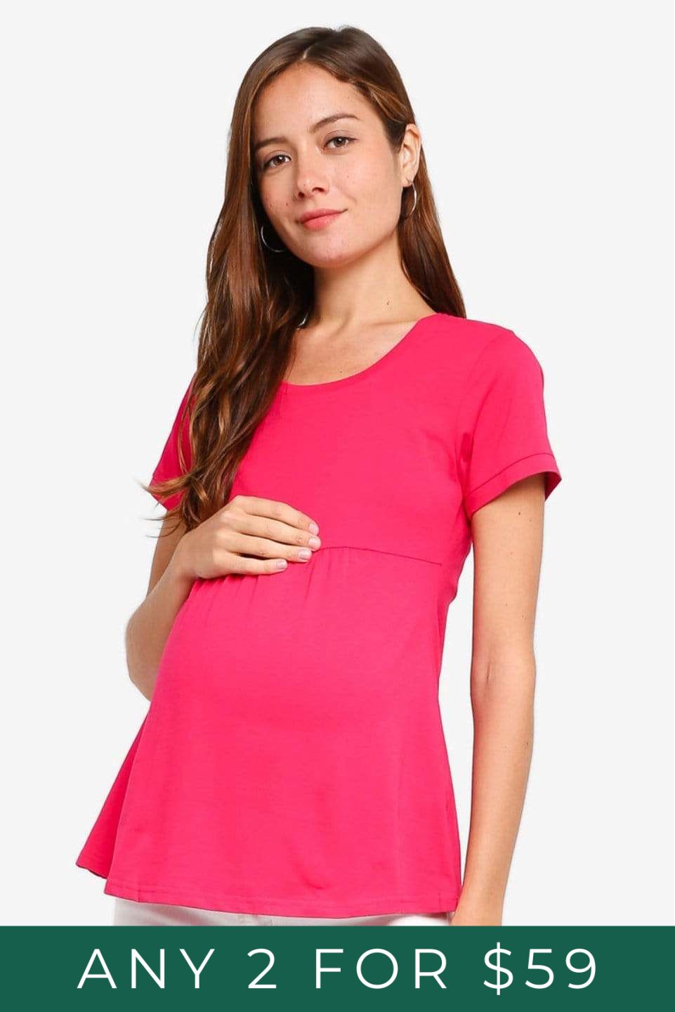 Jenny Round Neck Empire Line Red Short Sleeve Maternity Top Maternity Tops Maternity Wear Tops Spring Maternity